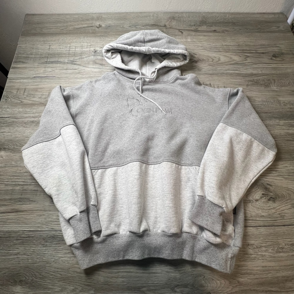 Renegade Club Hoodie Mens L Gray Colorblock Door County WI Embroidered USA Made